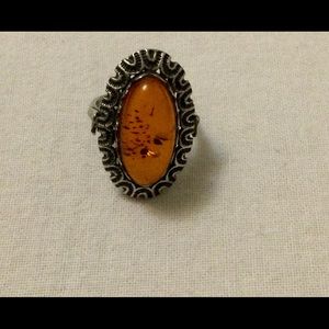 Sterling silver ring with amber stone